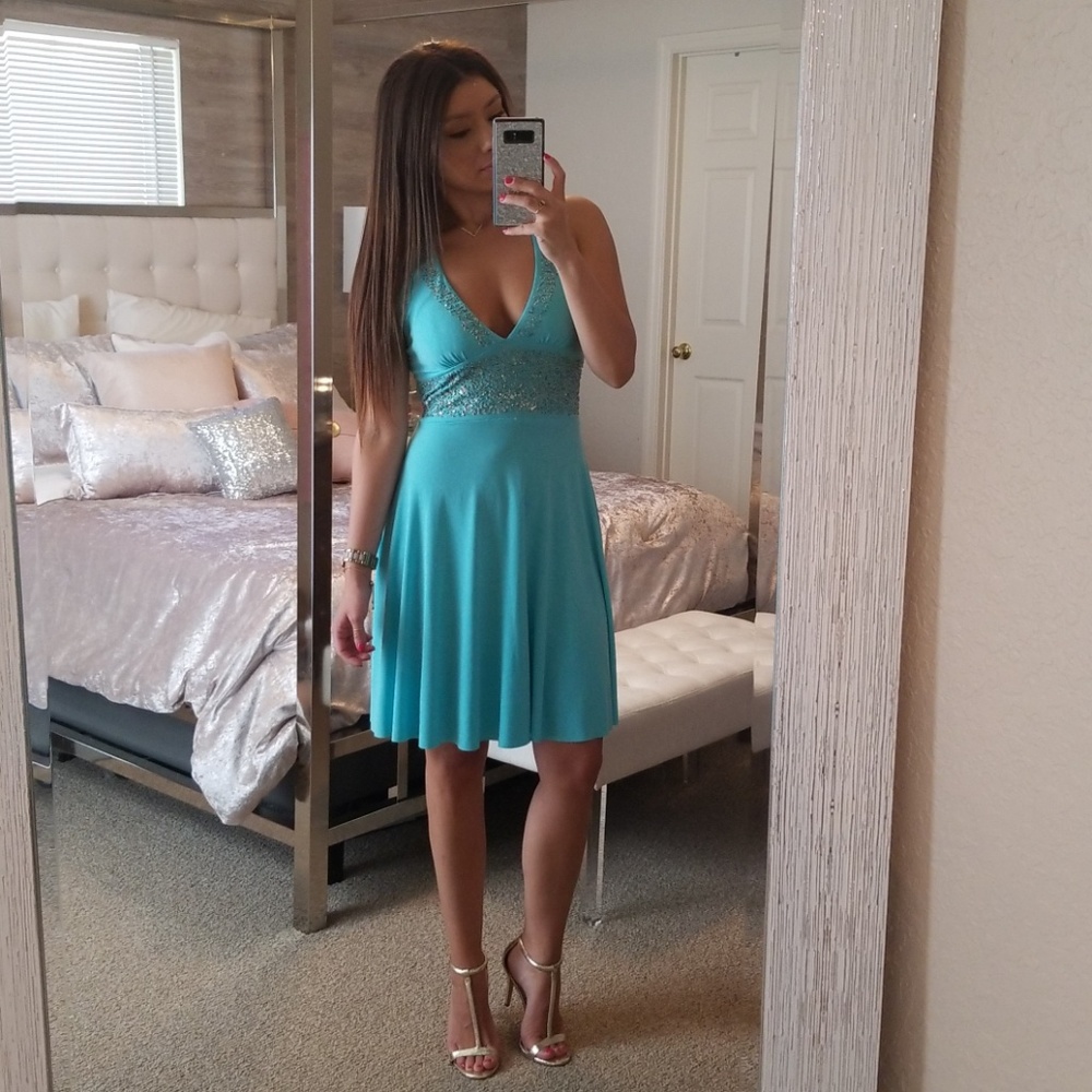 NWOT Turqouise Beaded XOXO Dress